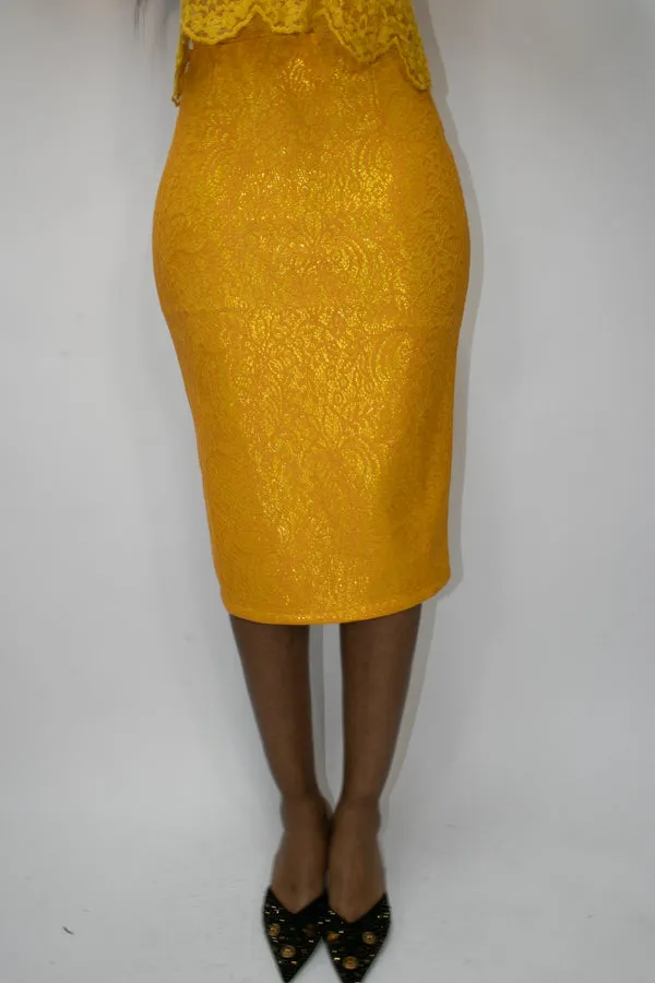 Lace Overlay Pencil Skirt