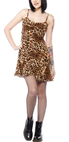 Leopard Print Babydoll Dress