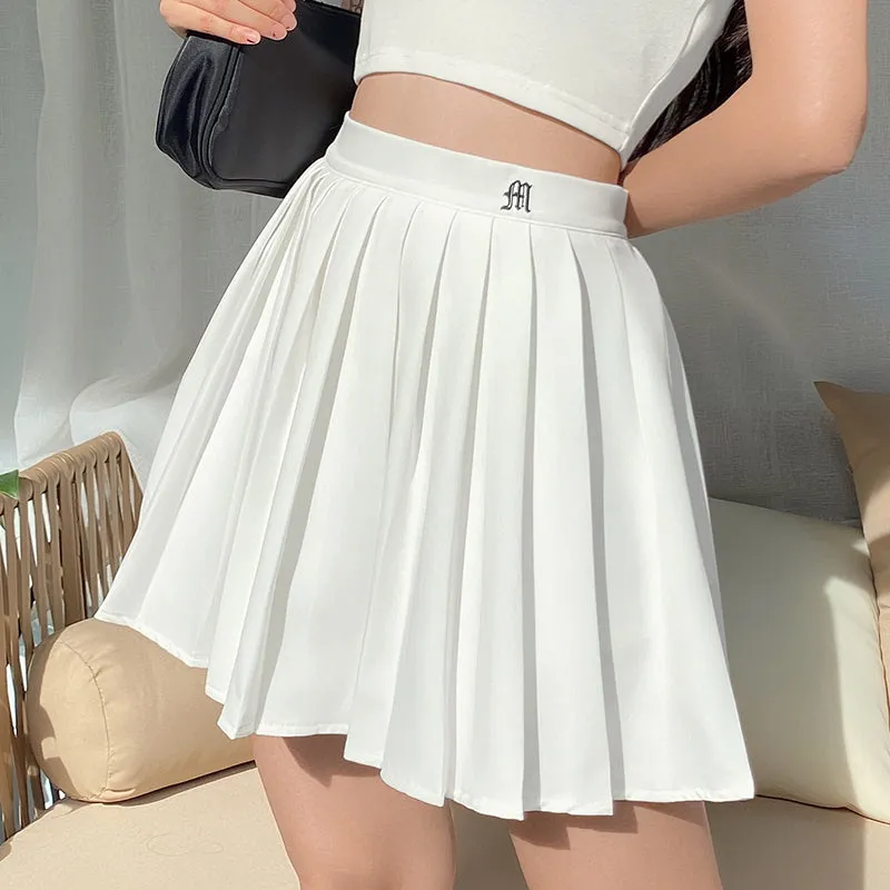 Letter embroidery pleated skirt KF81891