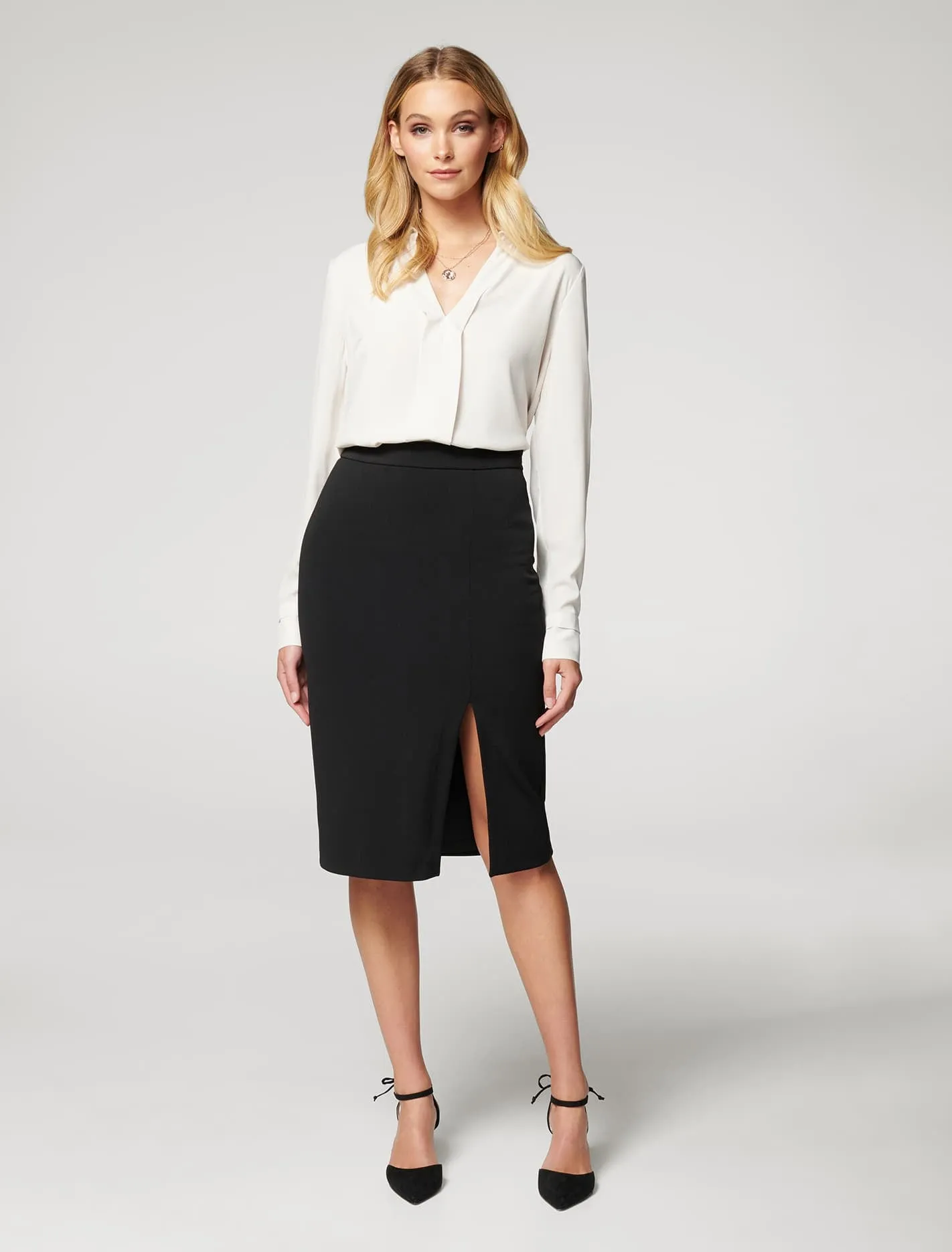 Lexi Crepe Split Midi Skirt