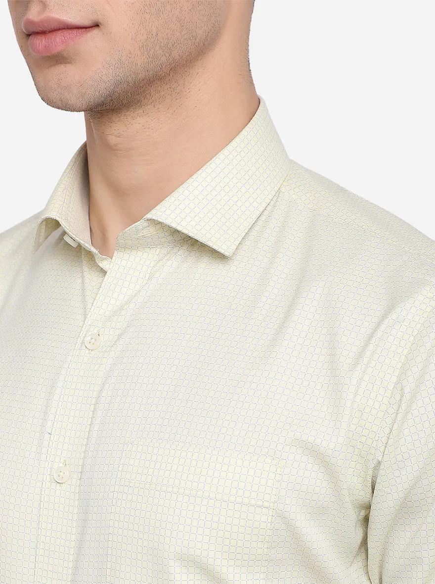 Light Yellow Checked Regular Fit Formal Shirt | Greenfibre