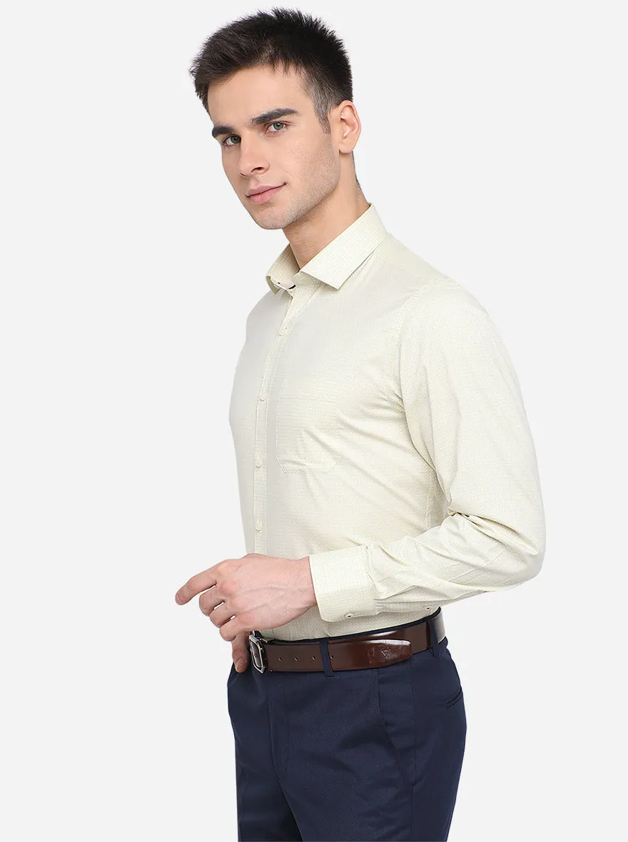 Light Yellow Checked Regular Fit Formal Shirt | Greenfibre