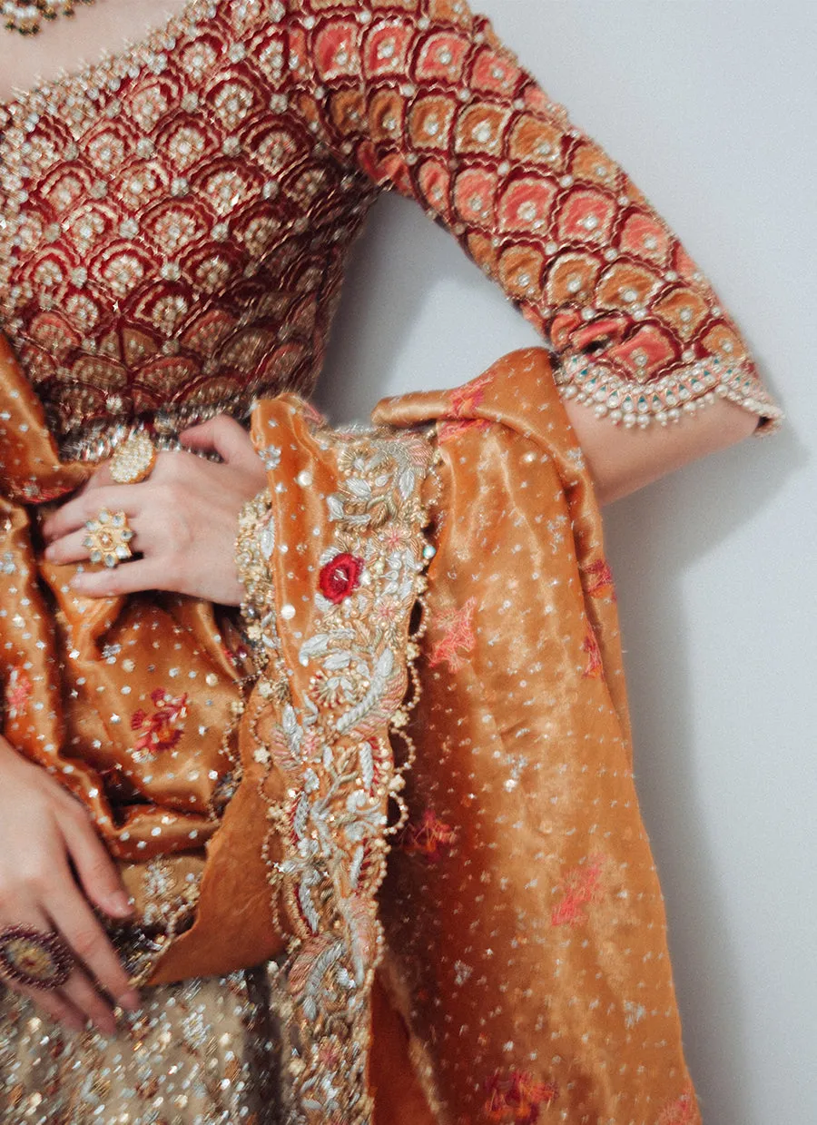 Lila Gold Lehnga Choli Bridal