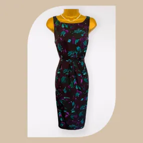 L.K. Bennett Black Floral Silk Sleeveless Pencil Dress UK 6 US 2 EU 38