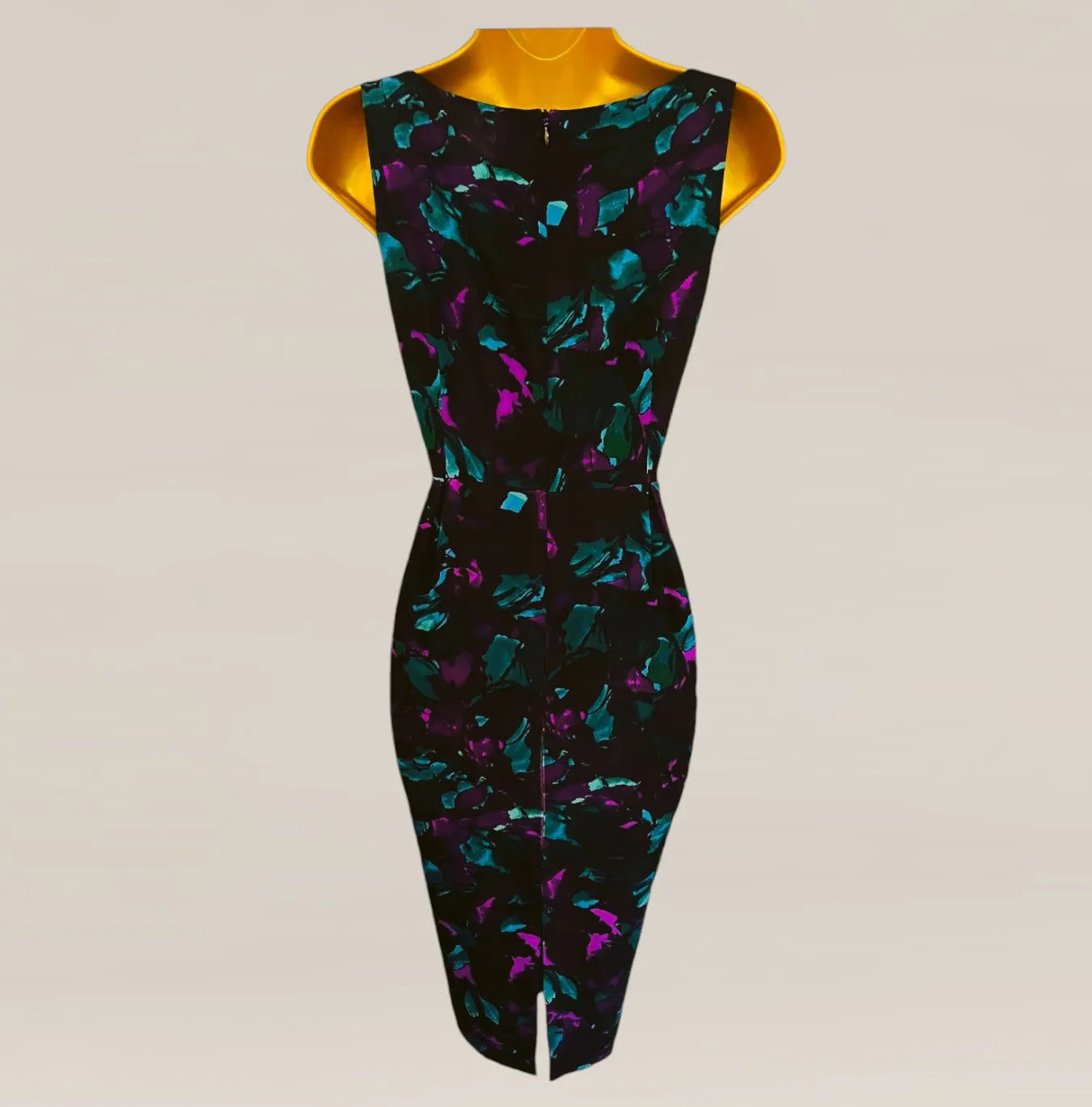 L.K. Bennett Black Floral Silk Sleeveless Pencil Dress UK 6 US 2 EU 38