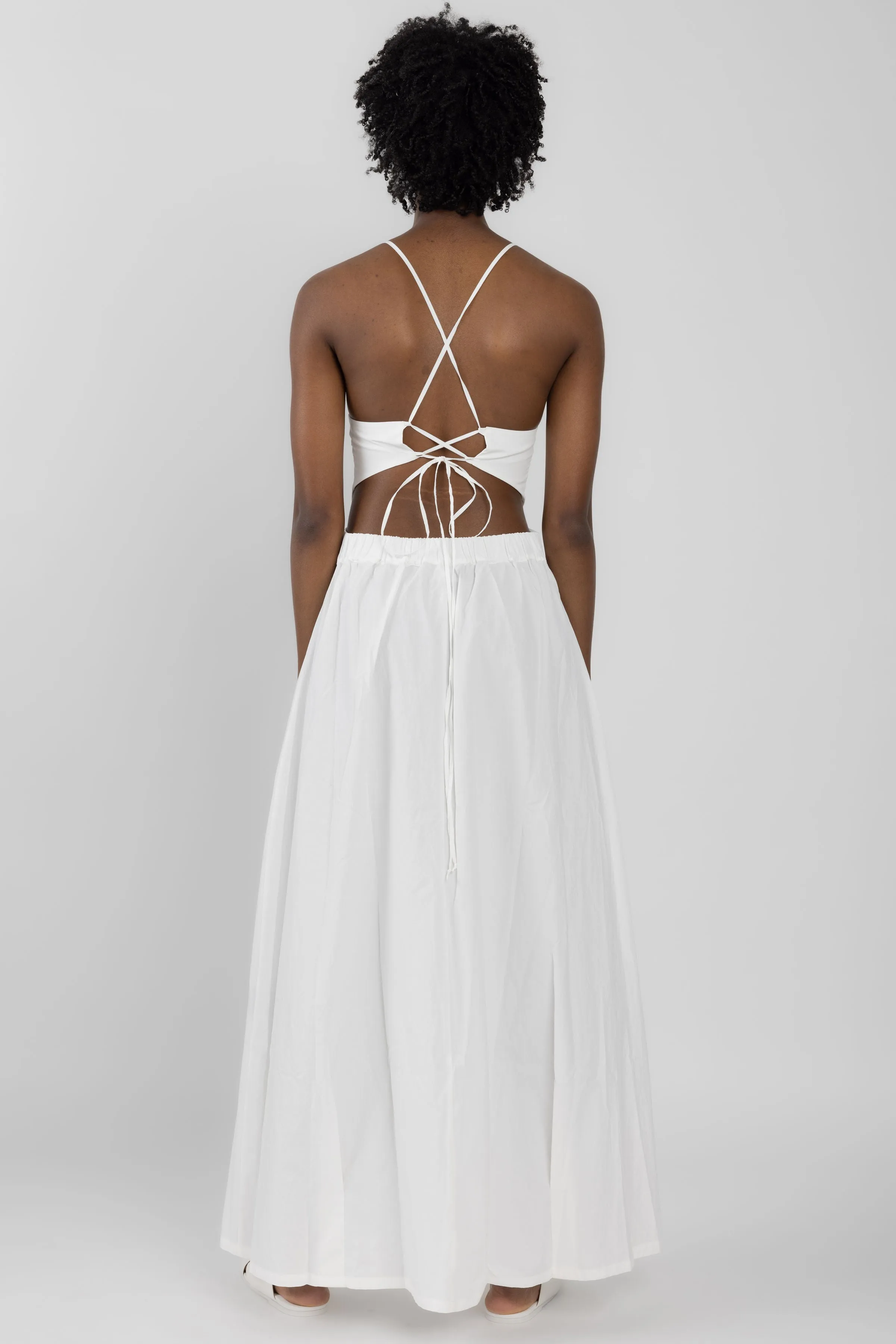 Long Open-Back Dress in White