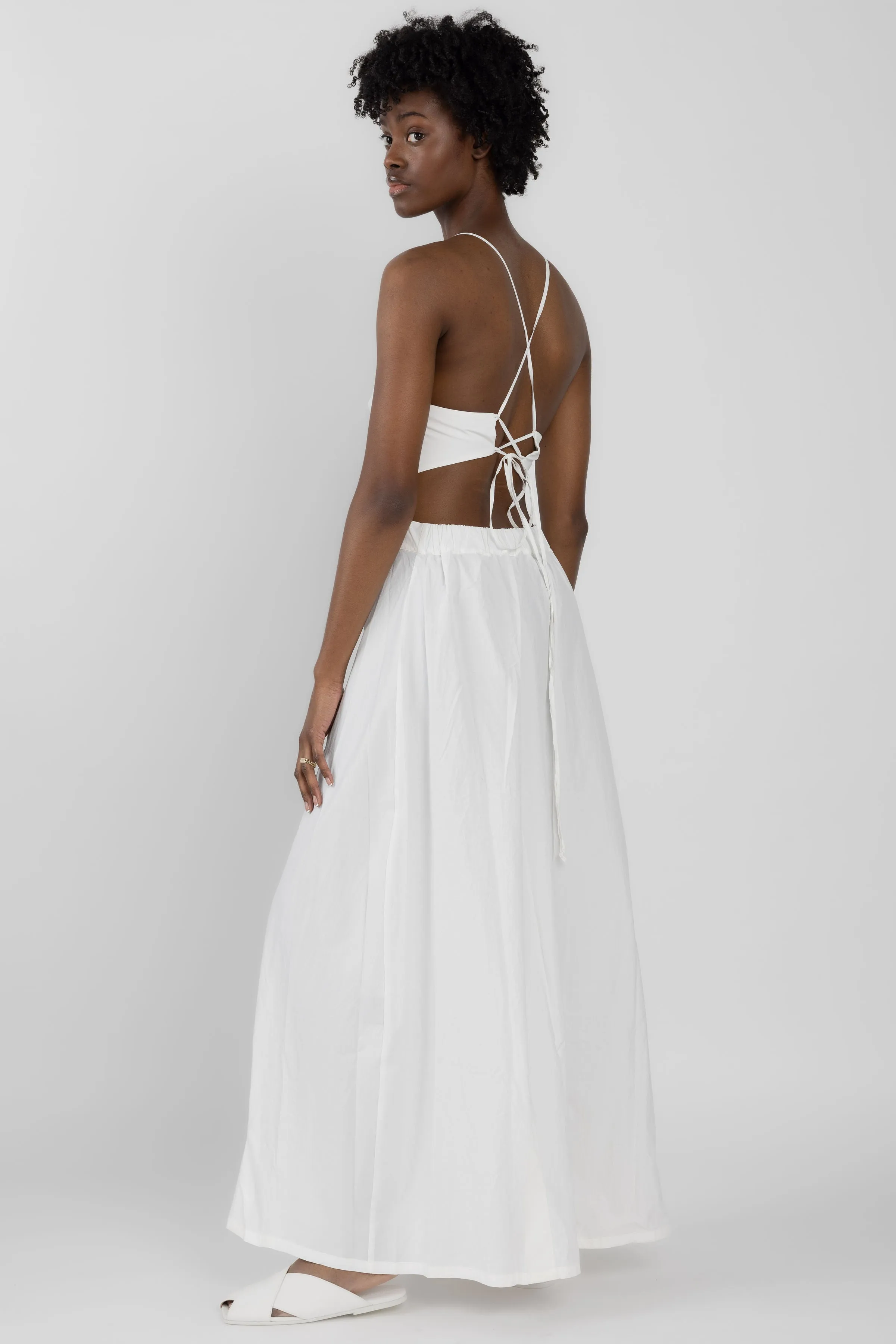 Long Open-Back Dress in White