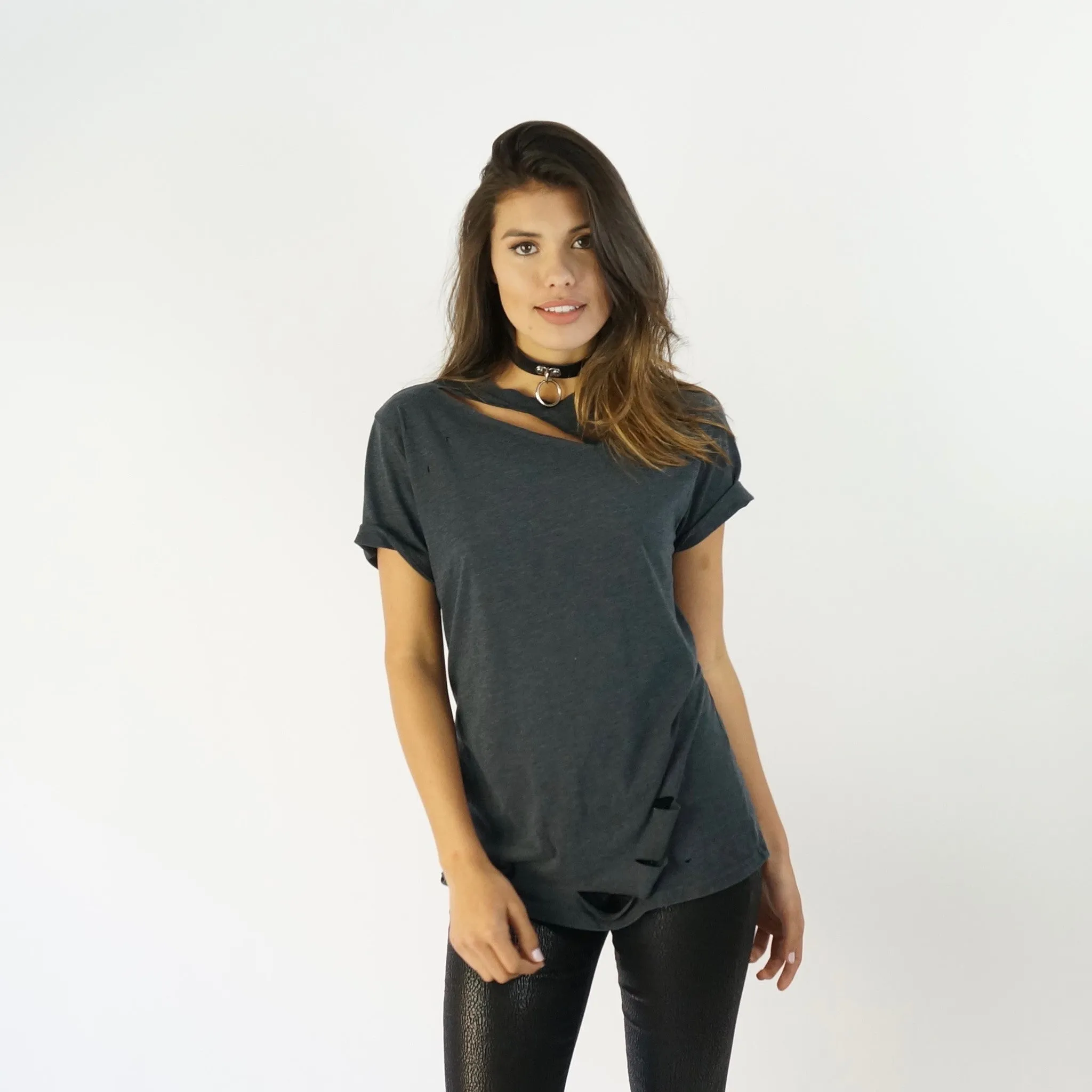 Made You Look Open Back Lace Up Tee