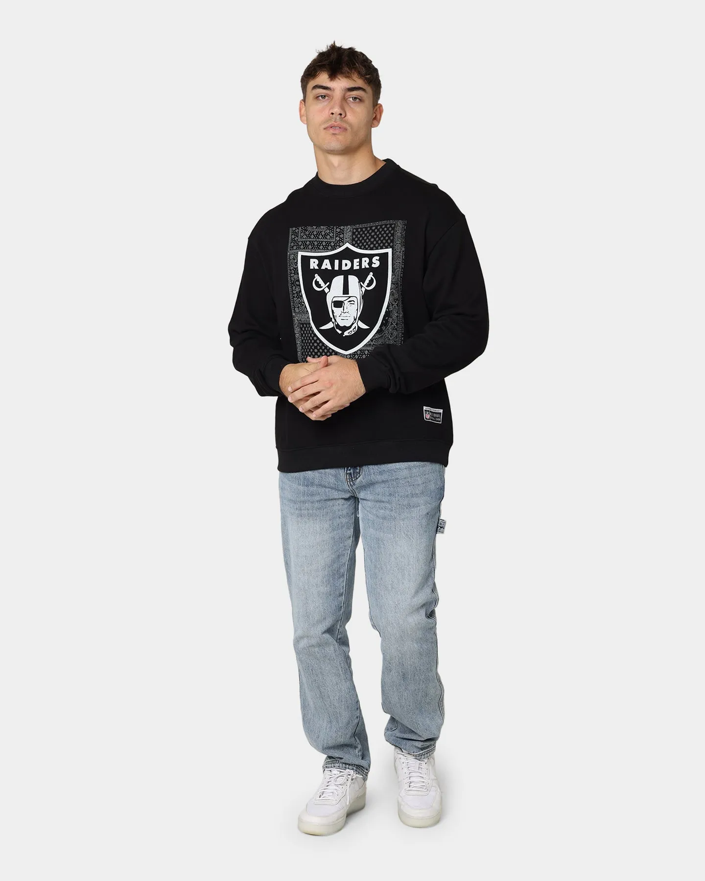 Majestic Athletic Las Vegas Raiders Bandana Paisley Crewneck Black