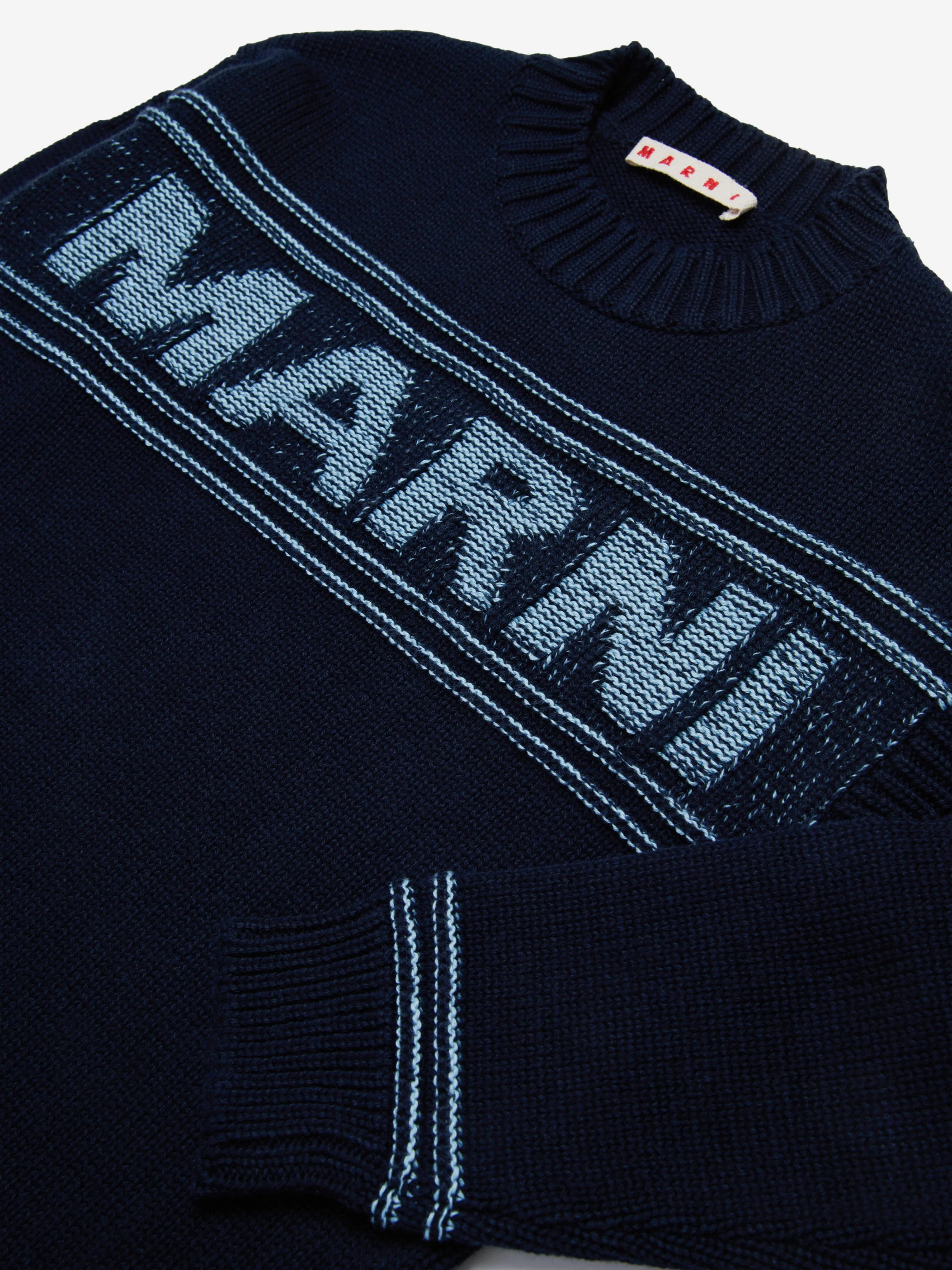 MARNI Kids Logo Jumper in Navy