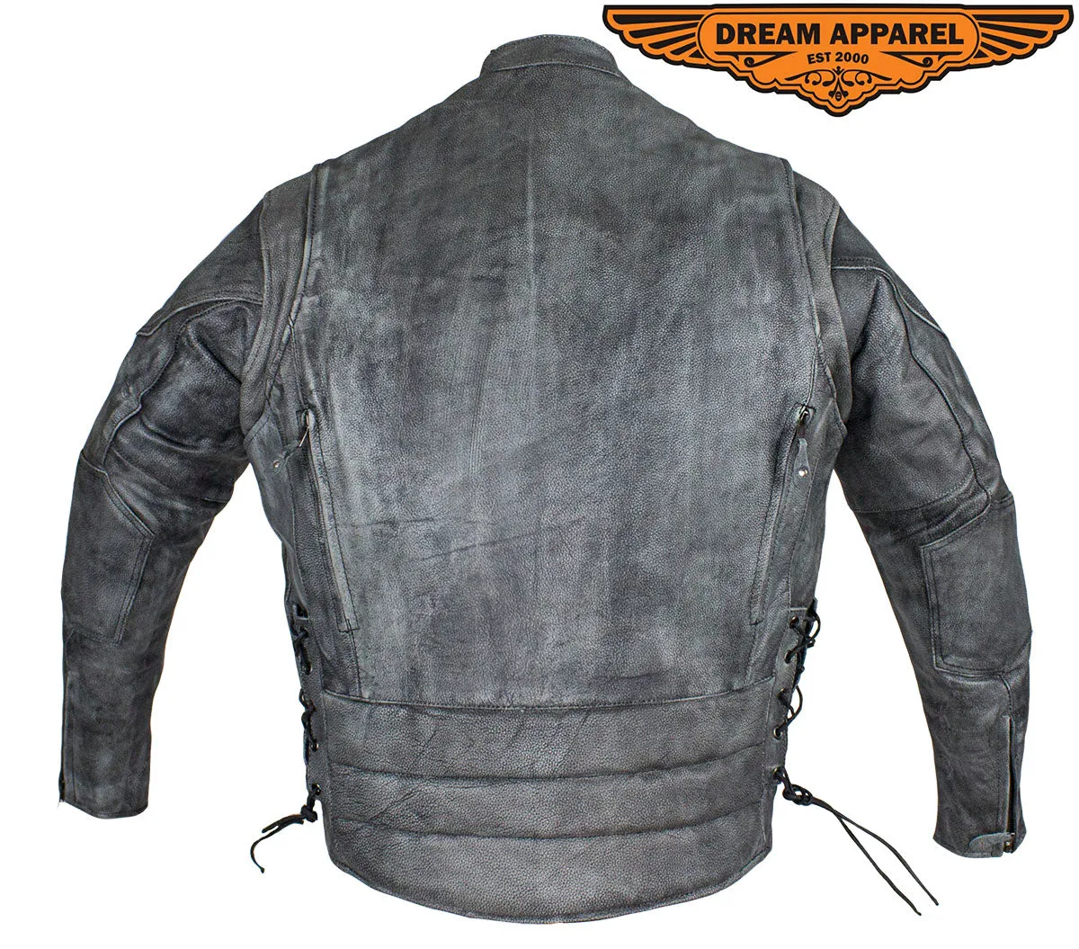 Mens Gray Racer Jacket W/ Side Laces