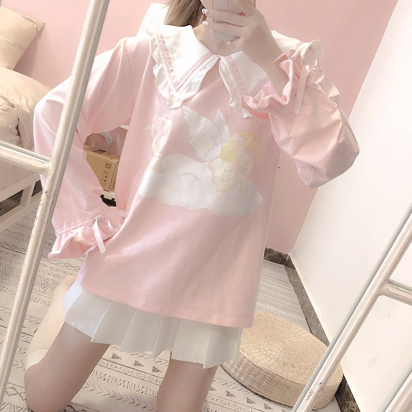 [Mid Season sale ] You are like an angel sailor babydoll hoodie dress