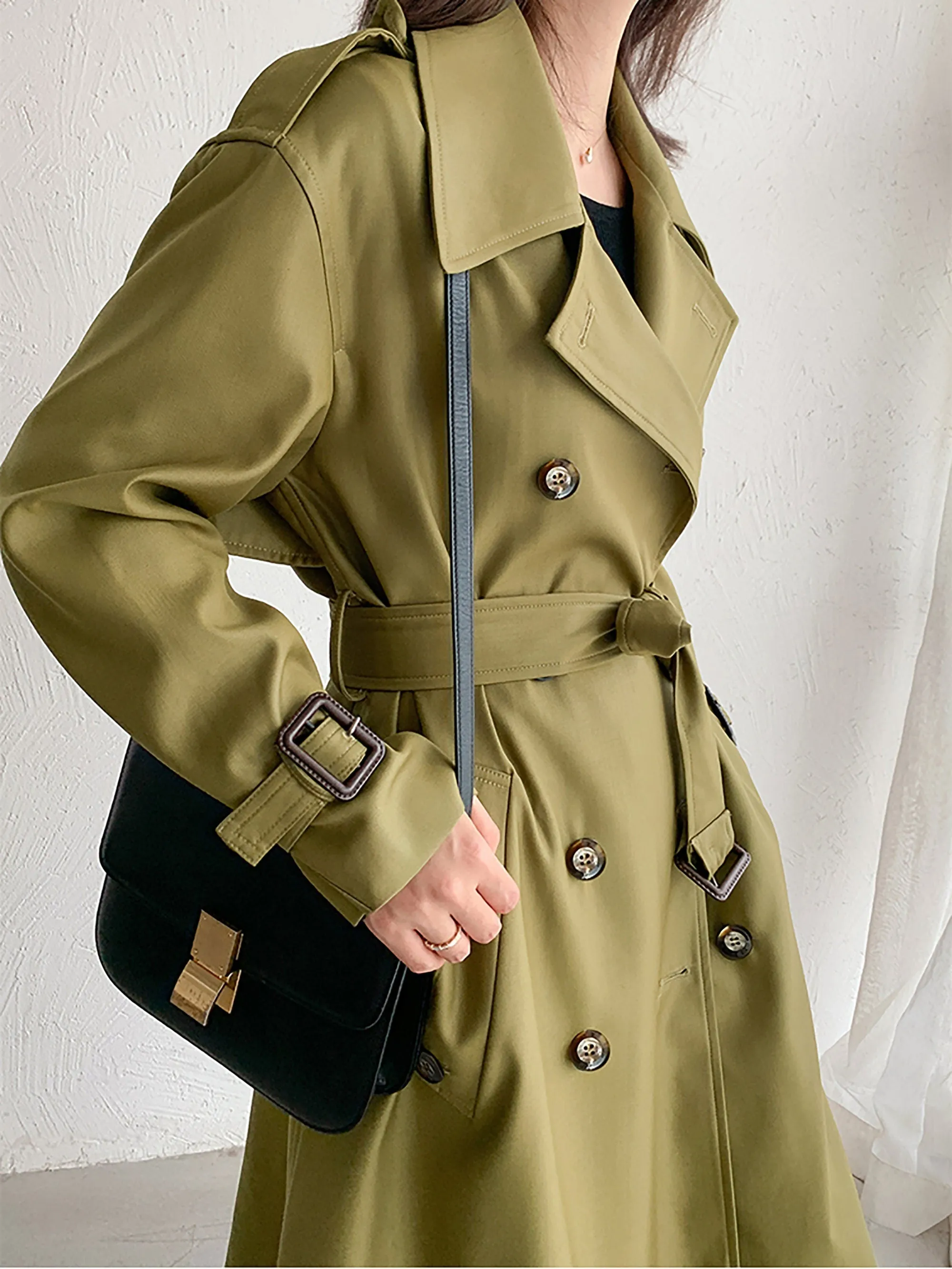 Midi Double Breasted Belted Trench Coat