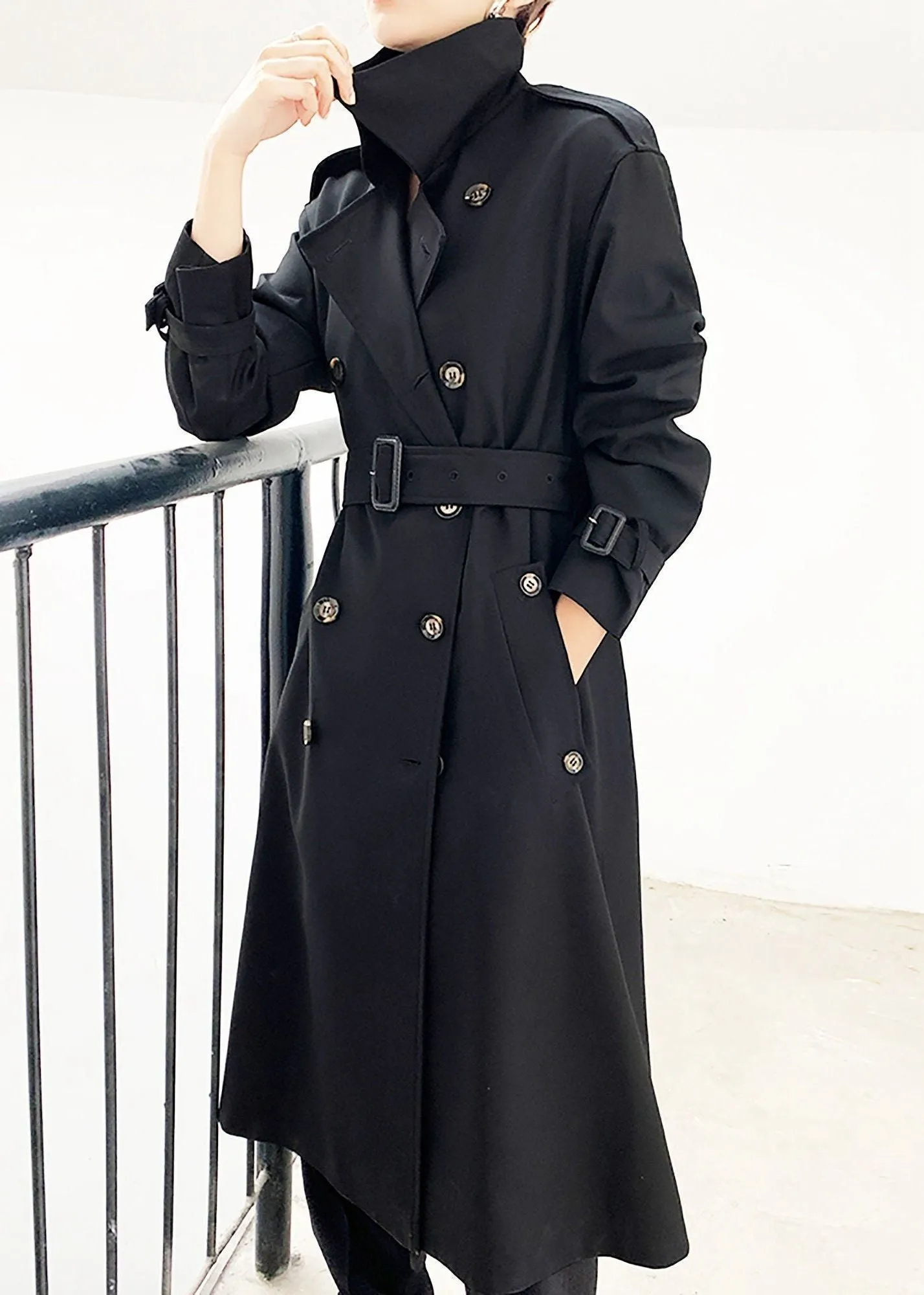 Midi Double Breasted Belted Trench Coat