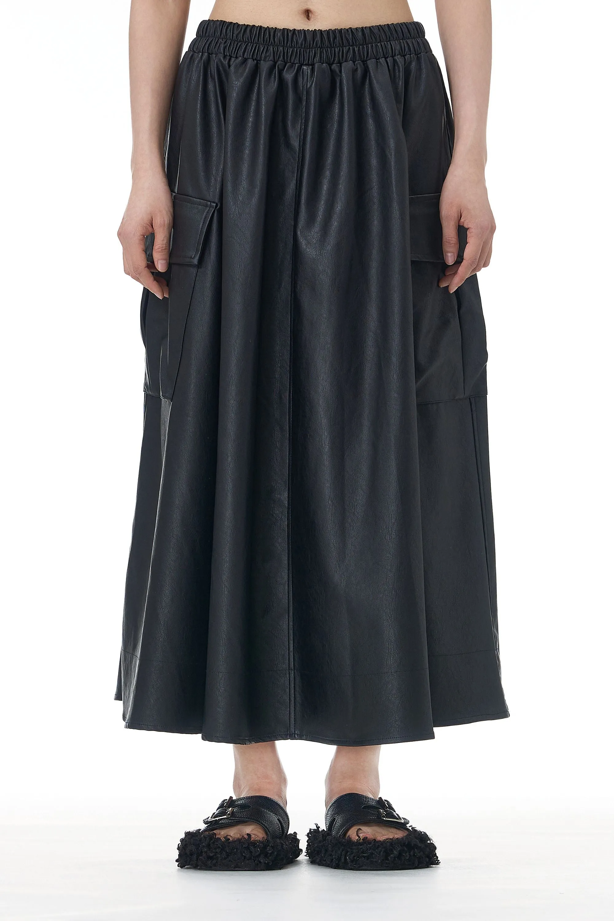 Midnight Maven Faux Leather Cargo Skirt