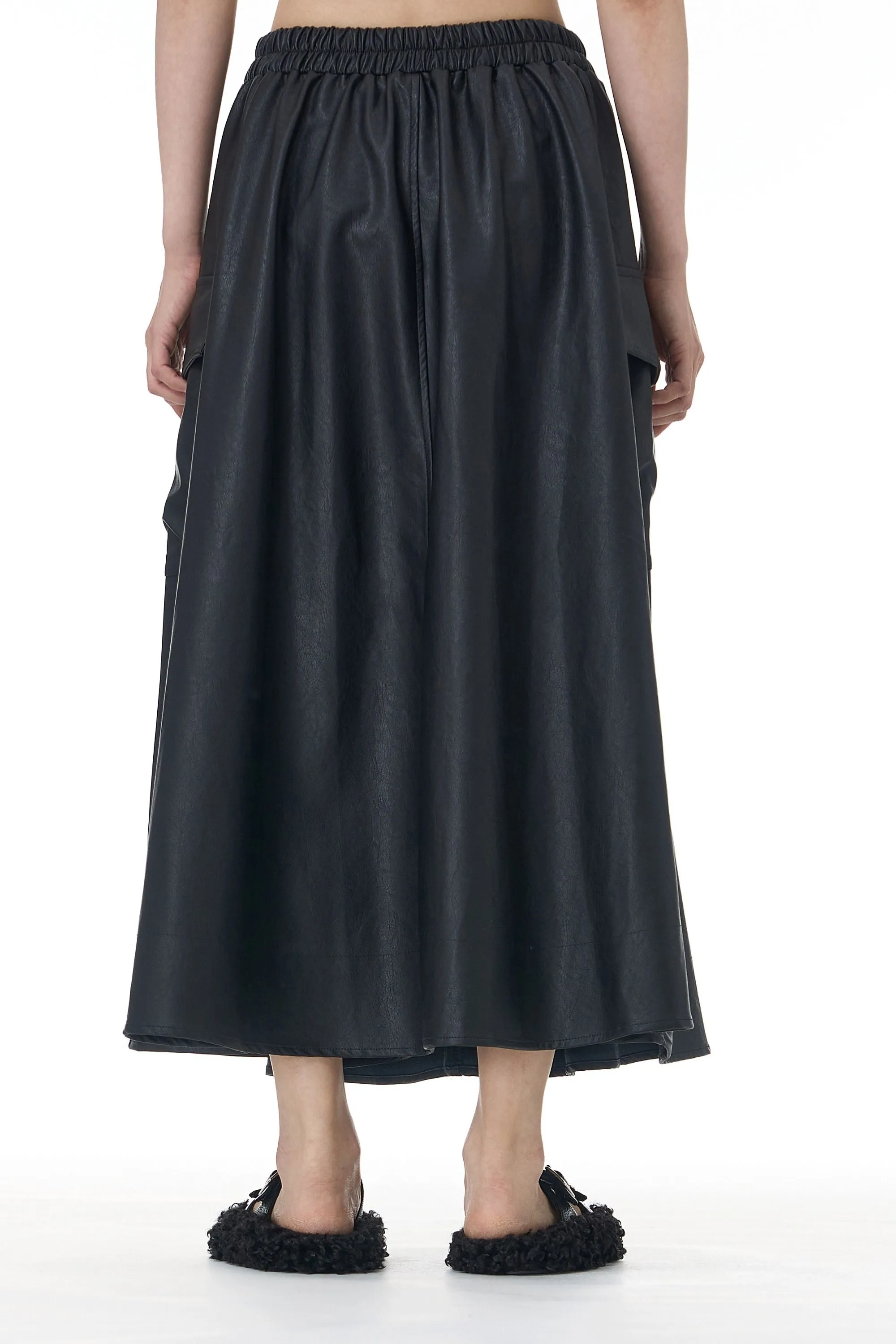 Midnight Maven Faux Leather Cargo Skirt