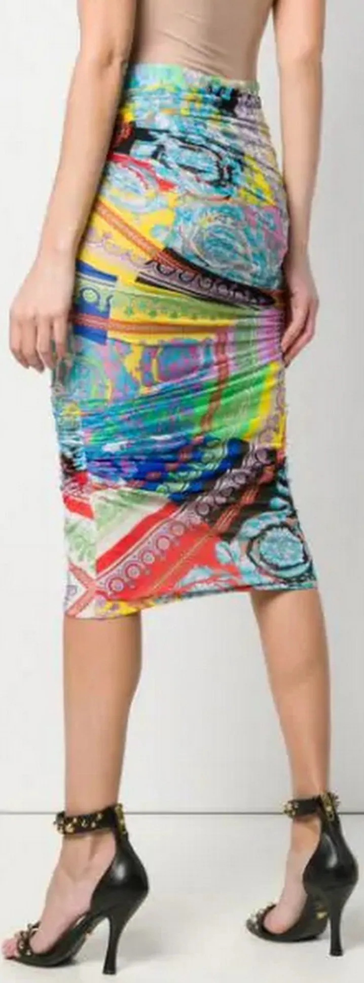 Mixed Print Pencil Skirt