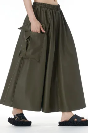 Moss Maven Faux Leather Cargo Skirt