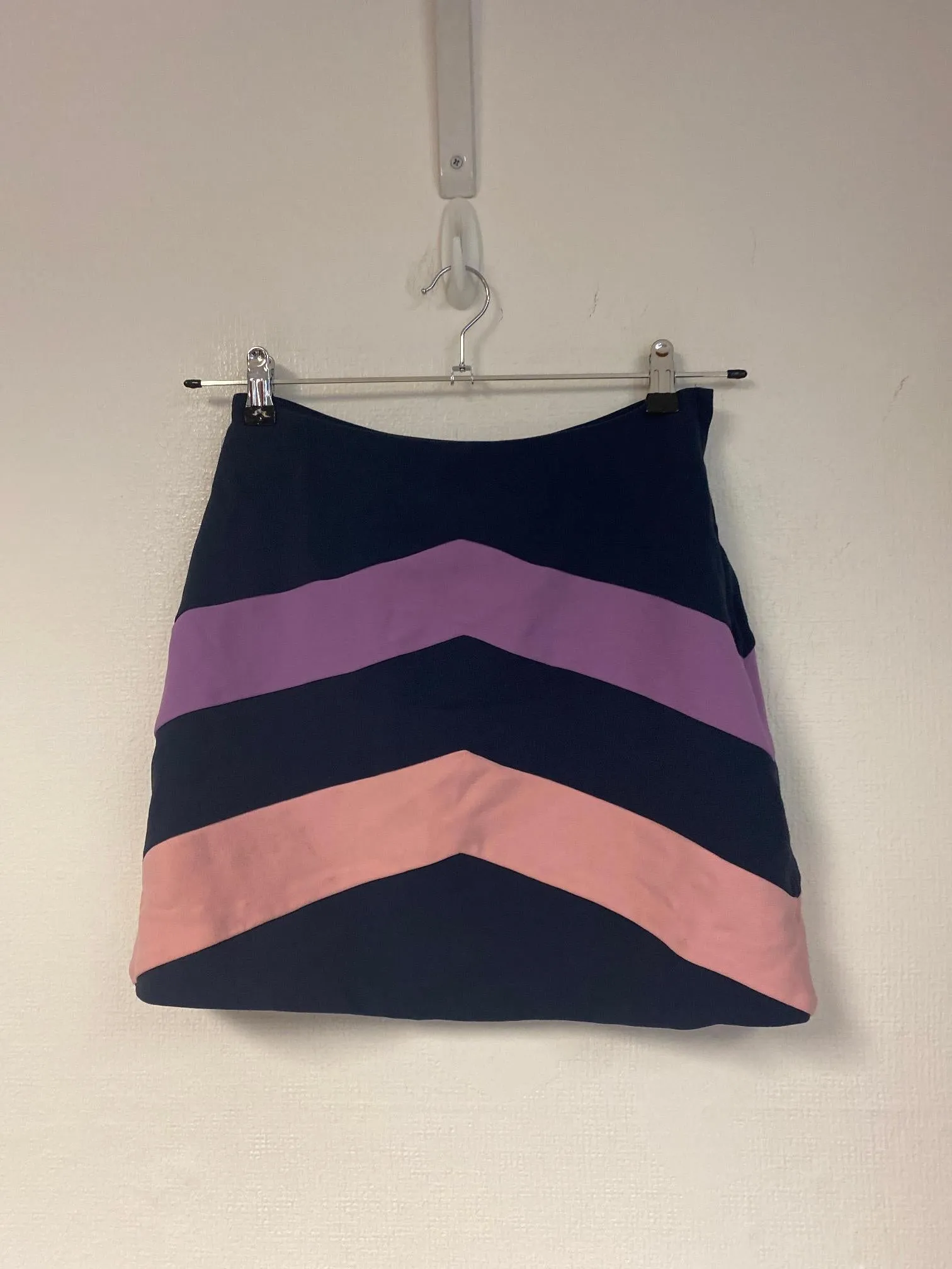 Navy, blue and pink striped mini skirt, & Other Stories, Size 8