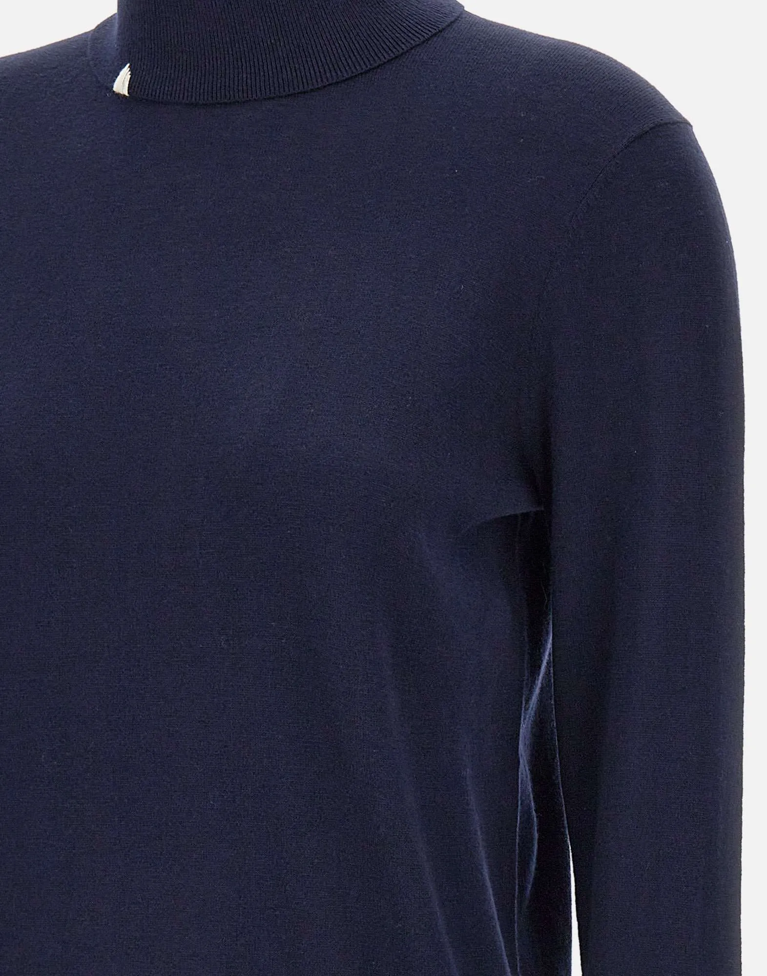 Navy Blue Turtleneck Wool Sweater