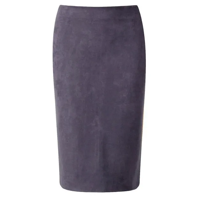 Neophil 2018 Winter Women Suede Midi Pencil Skirt High Waist Gray Pink XXL Sexy Style Stretch Wrap Ladies Office Work Saia S1009