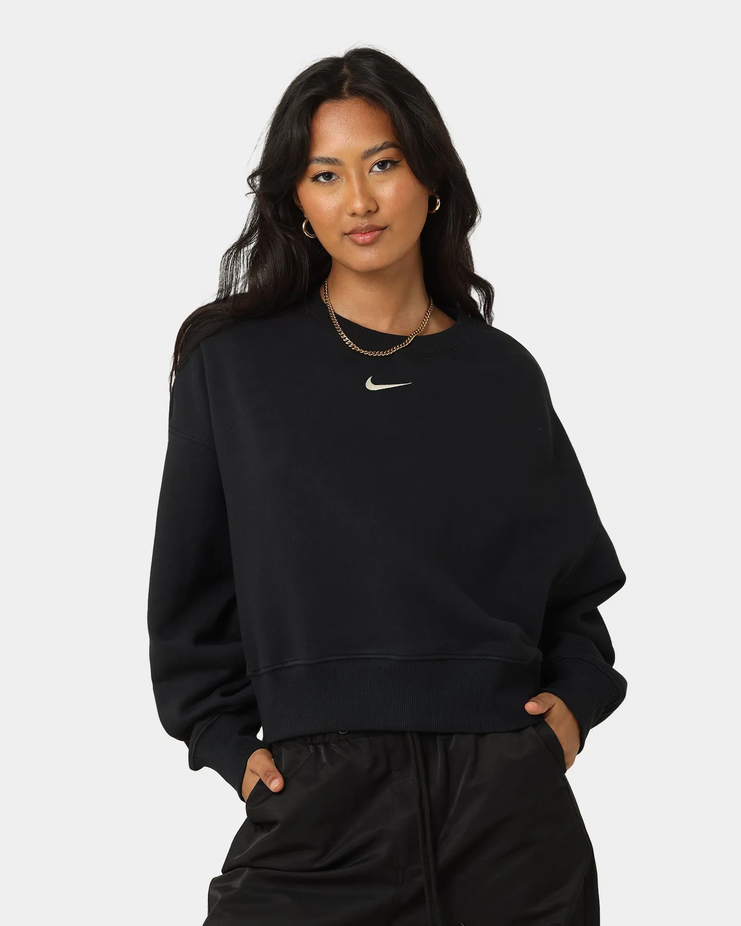 Nike Women's Nike Sportswear Style Fleece Over-Oversized Crewneck Black/Sail