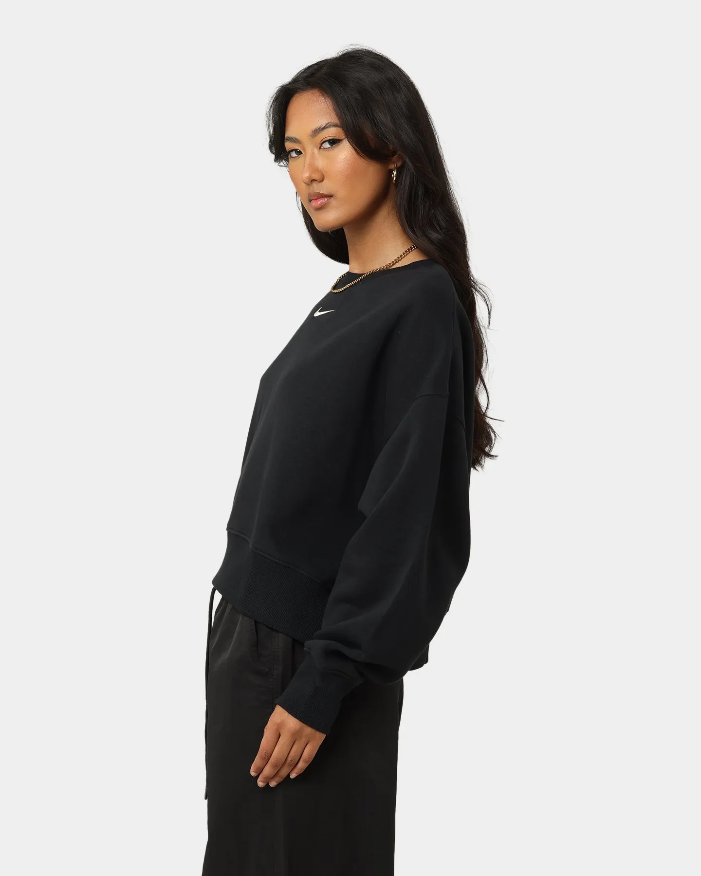 Nike Women's Nike Sportswear Style Fleece Over-Oversized Crewneck Black/Sail