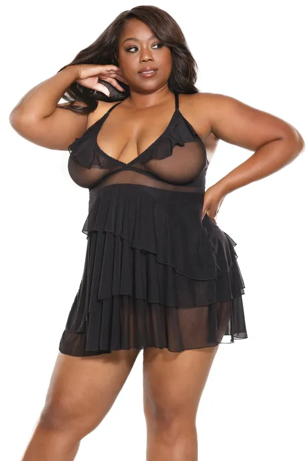 Nina Ruffled Sheer Babydoll