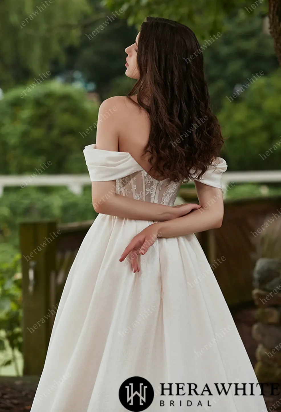 Off-the-Shoulder A-line Organza Wedding Dress