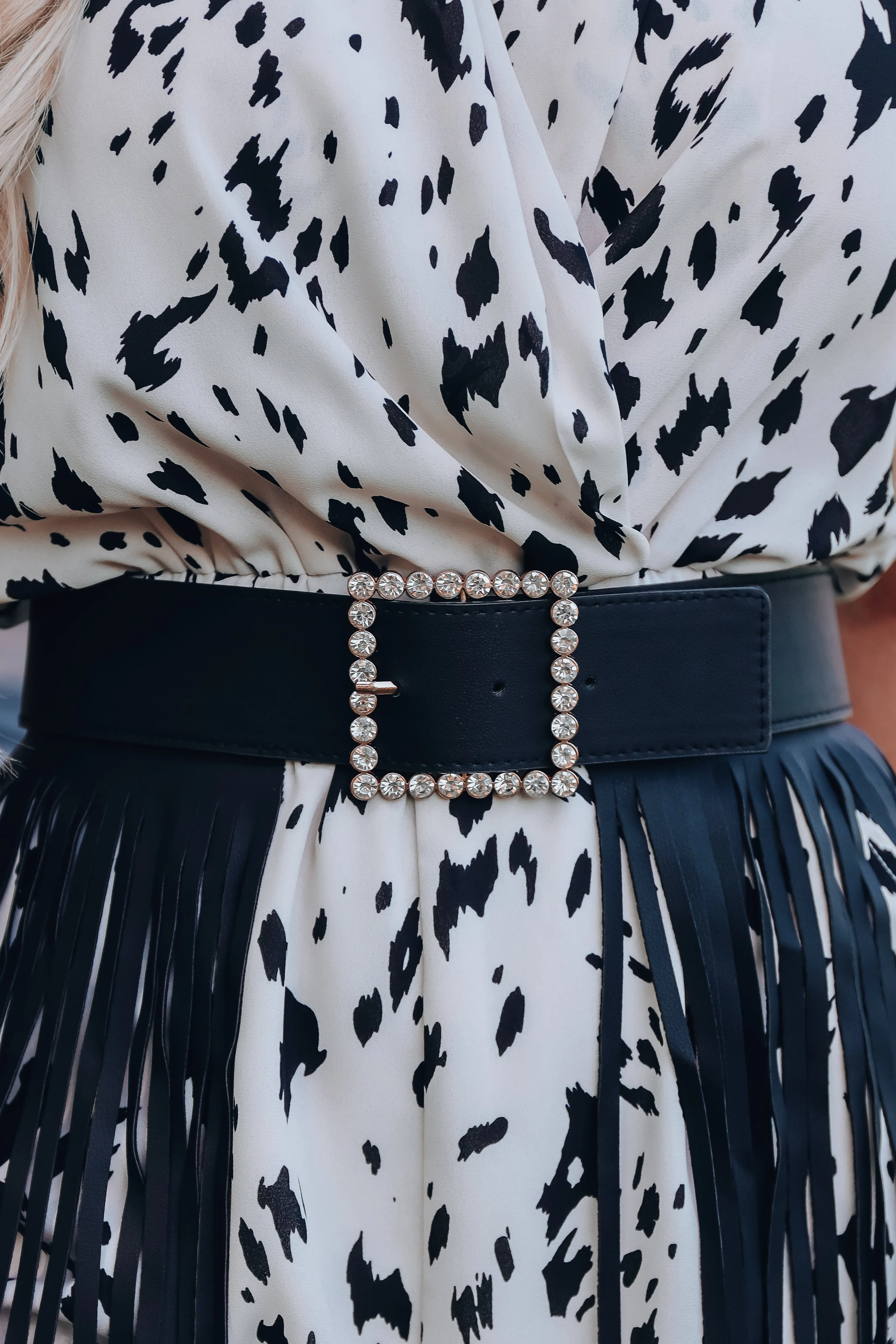 On The Wilder Side Fringe Belt - Black