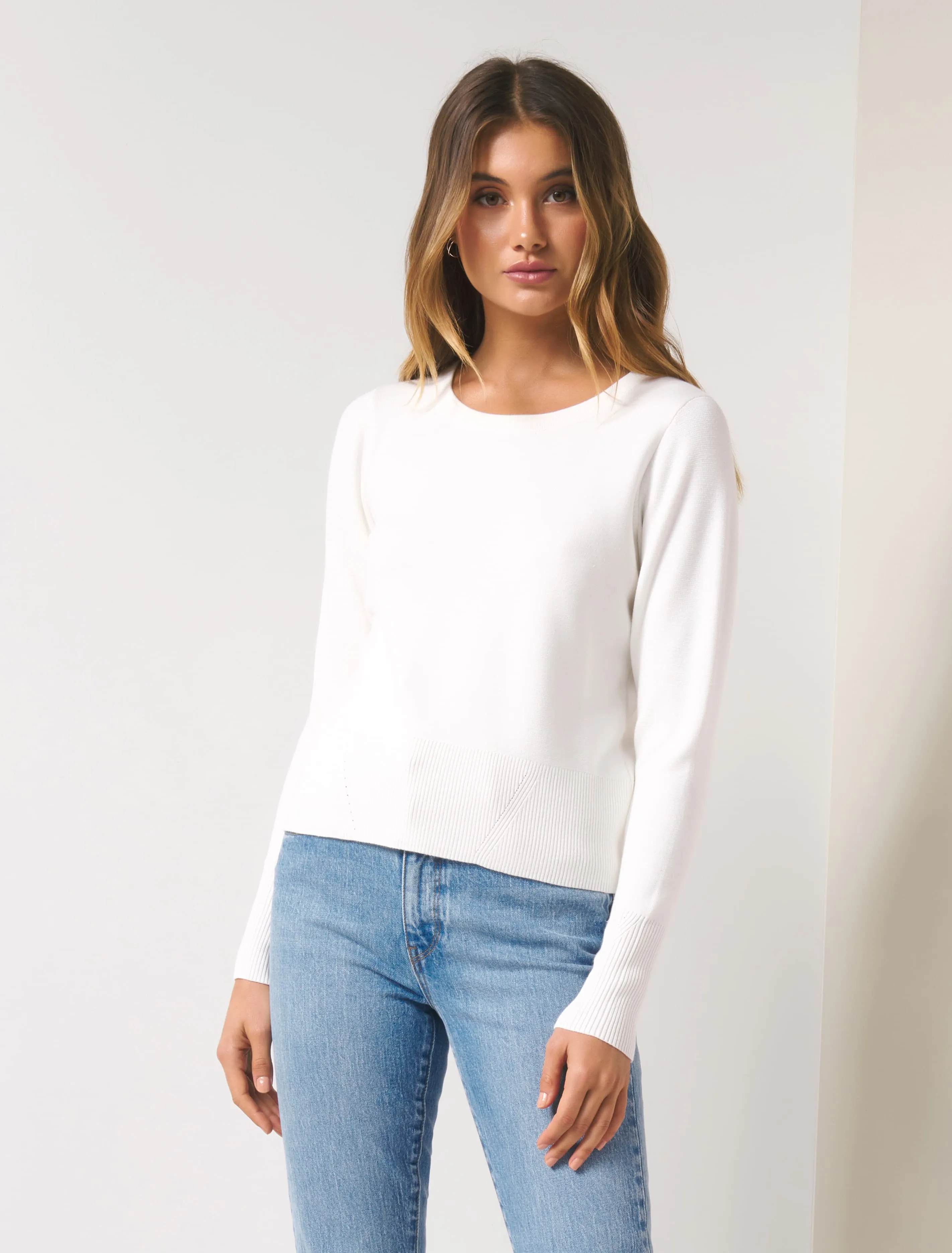 Paige Rib Trim Crew Neck Jumper