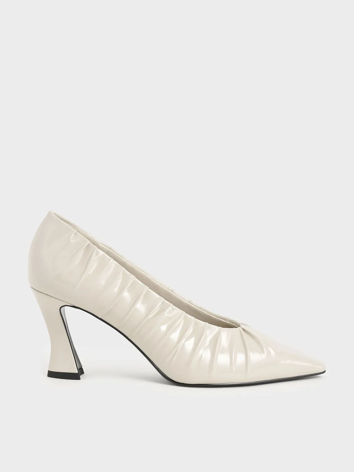 Patent Ruched V-Cut Pumps