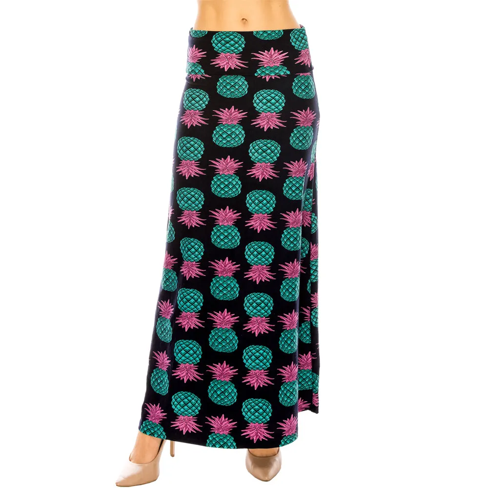 Patterned Fold Over Maxi Skirts