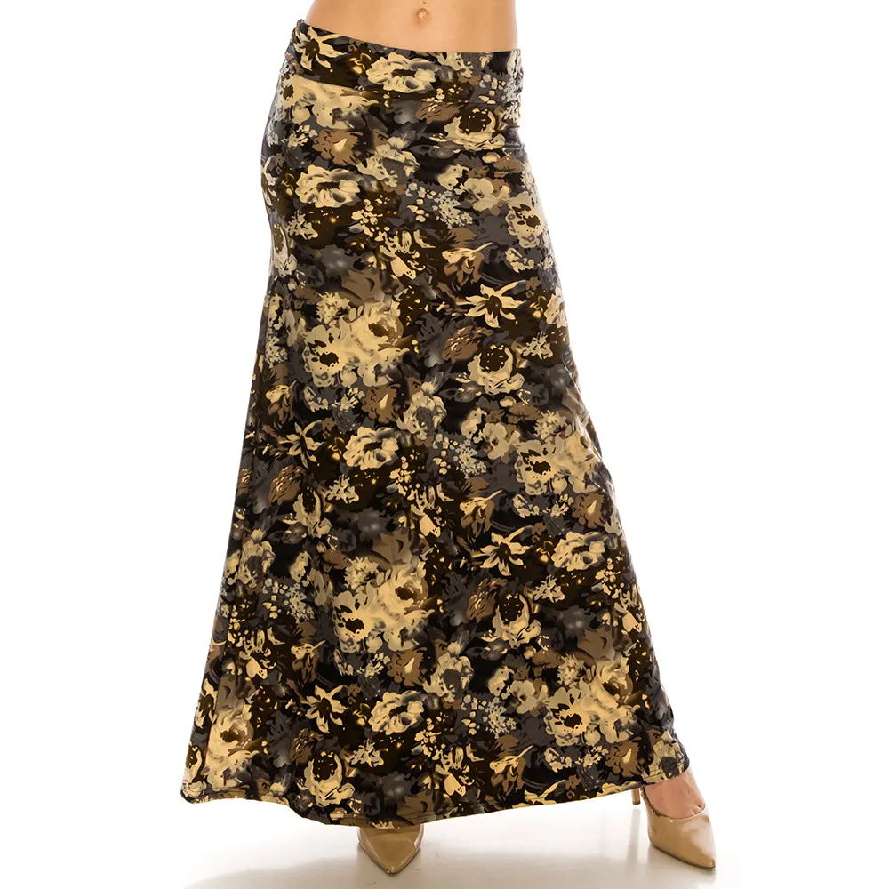 Patterned Fold Over Maxi Skirts