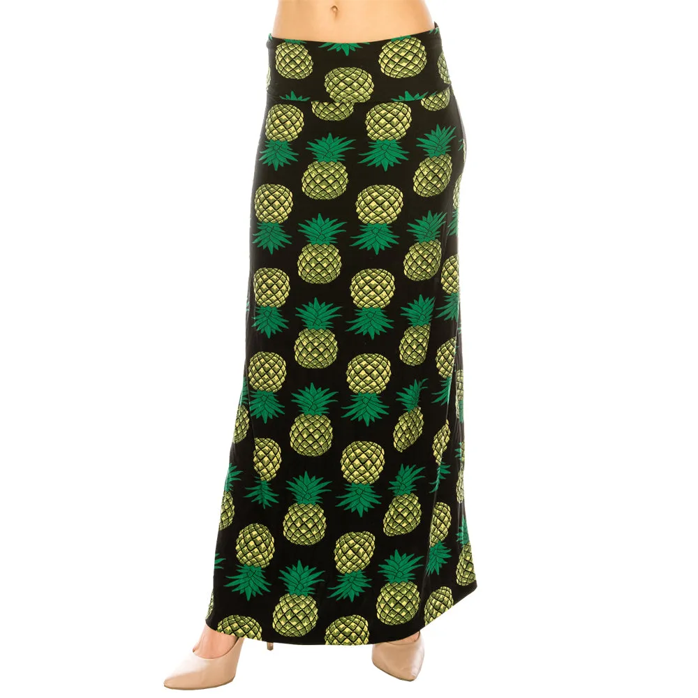 Patterned Fold Over Maxi Skirts