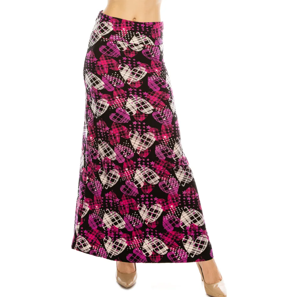 Patterned Fold Over Maxi Skirts