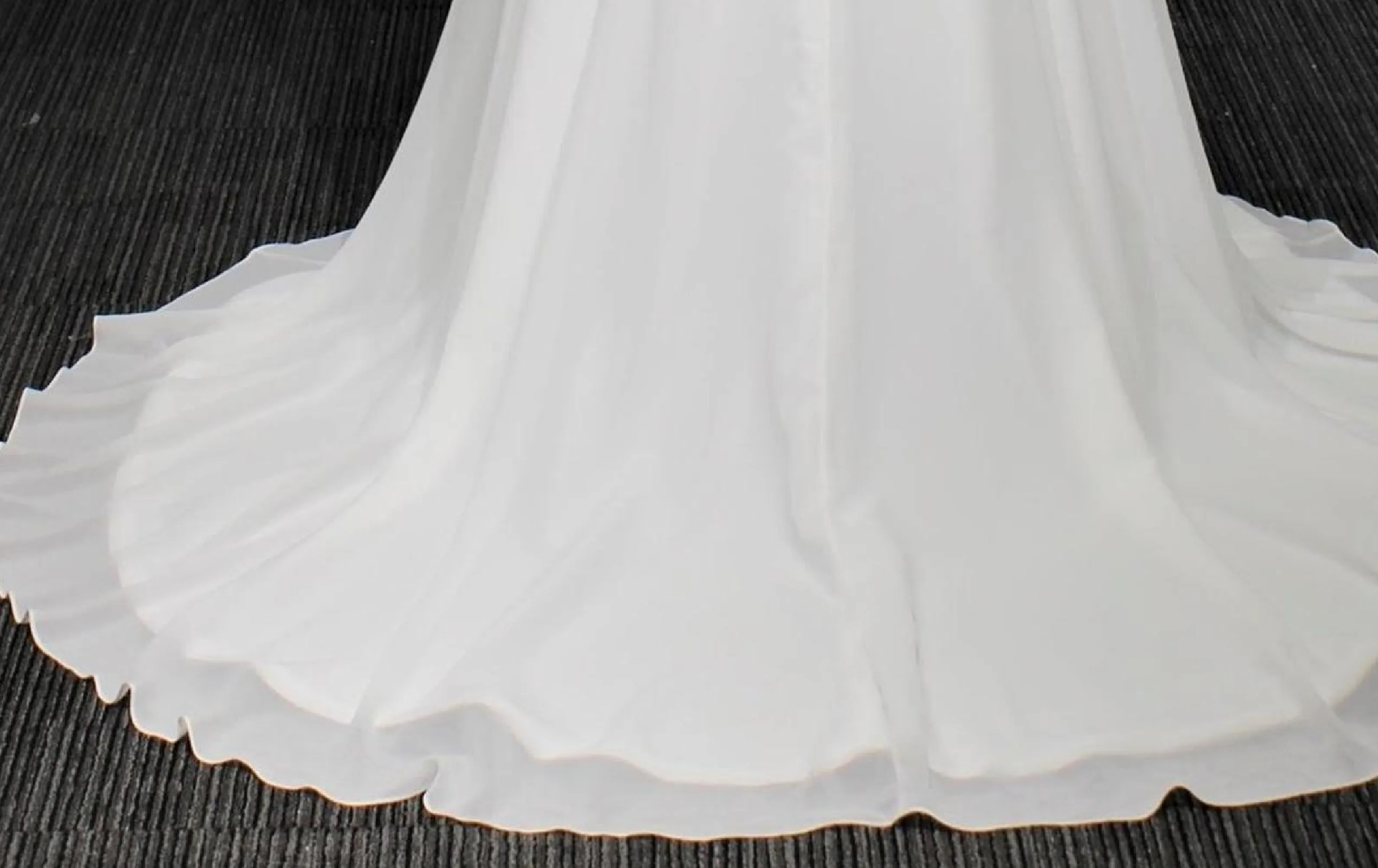 Pearl Beaded Lace Chiffon A Line Wedding Dress