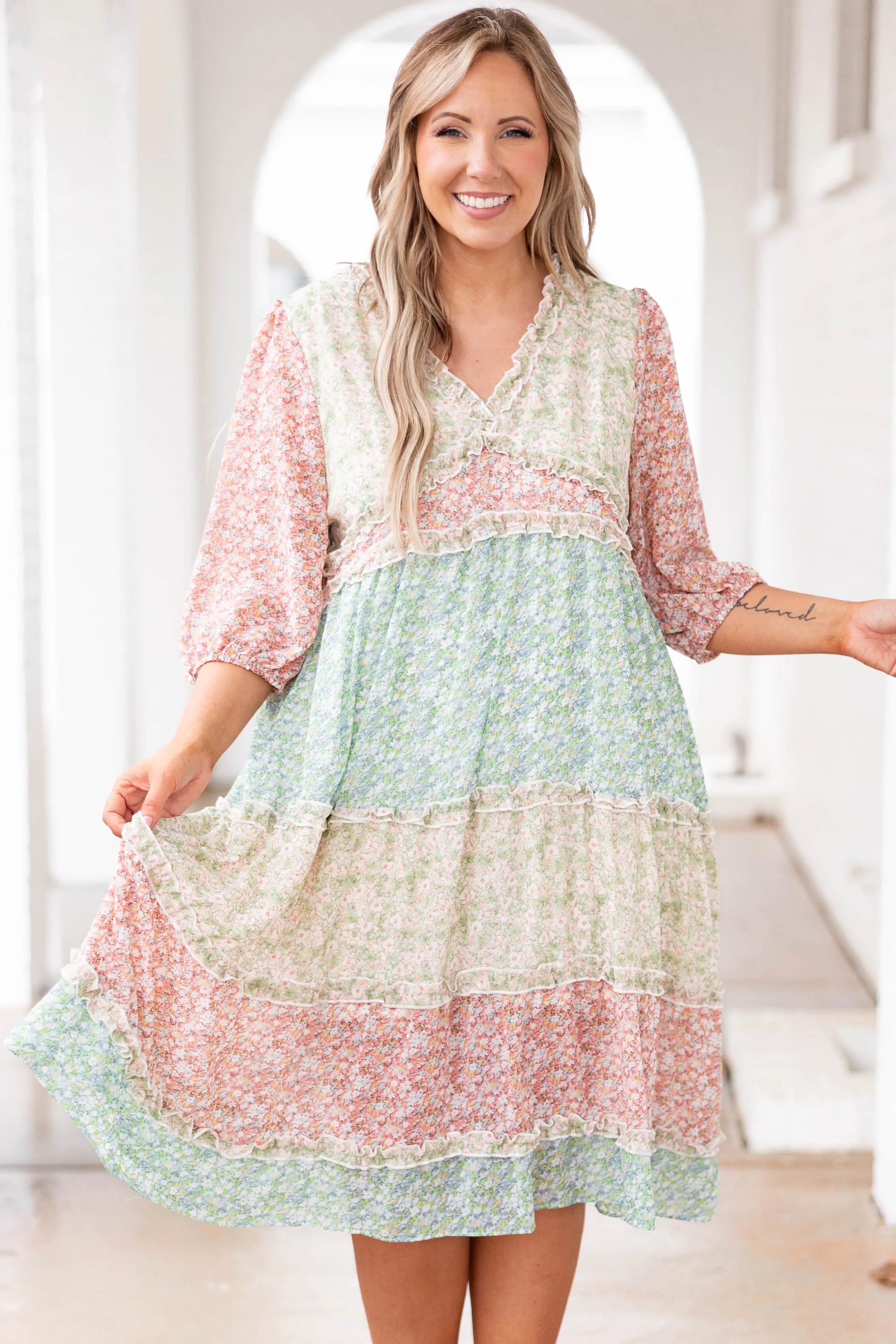 Perfect Gardens Dress, Pink Multi