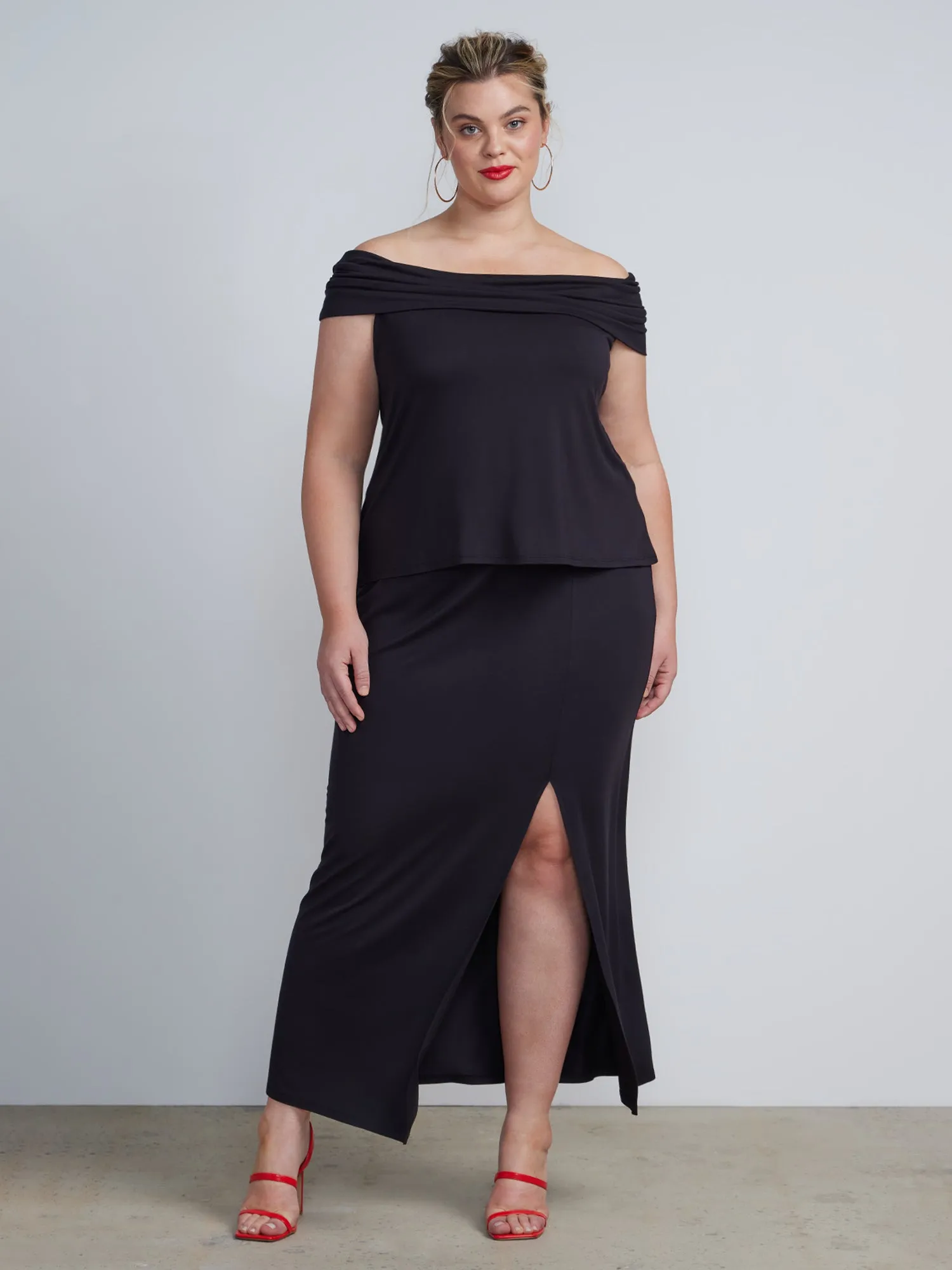 Plus Front Slit Pencil Skirt