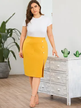 Plus Split Side Pencil Skirt