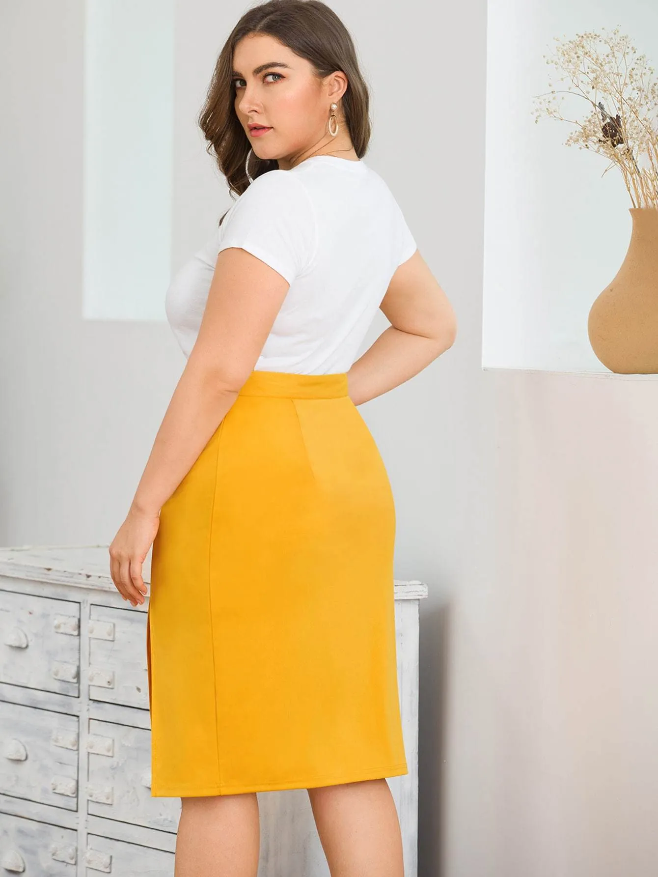 Plus Split Side Pencil Skirt