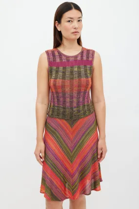 Purple & Multicolour Knit Midi Dress