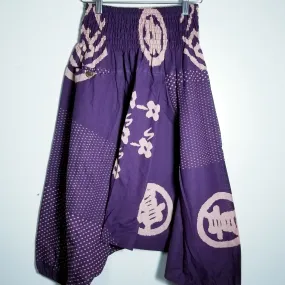 Purple Samurai Crest Short Harem Pants