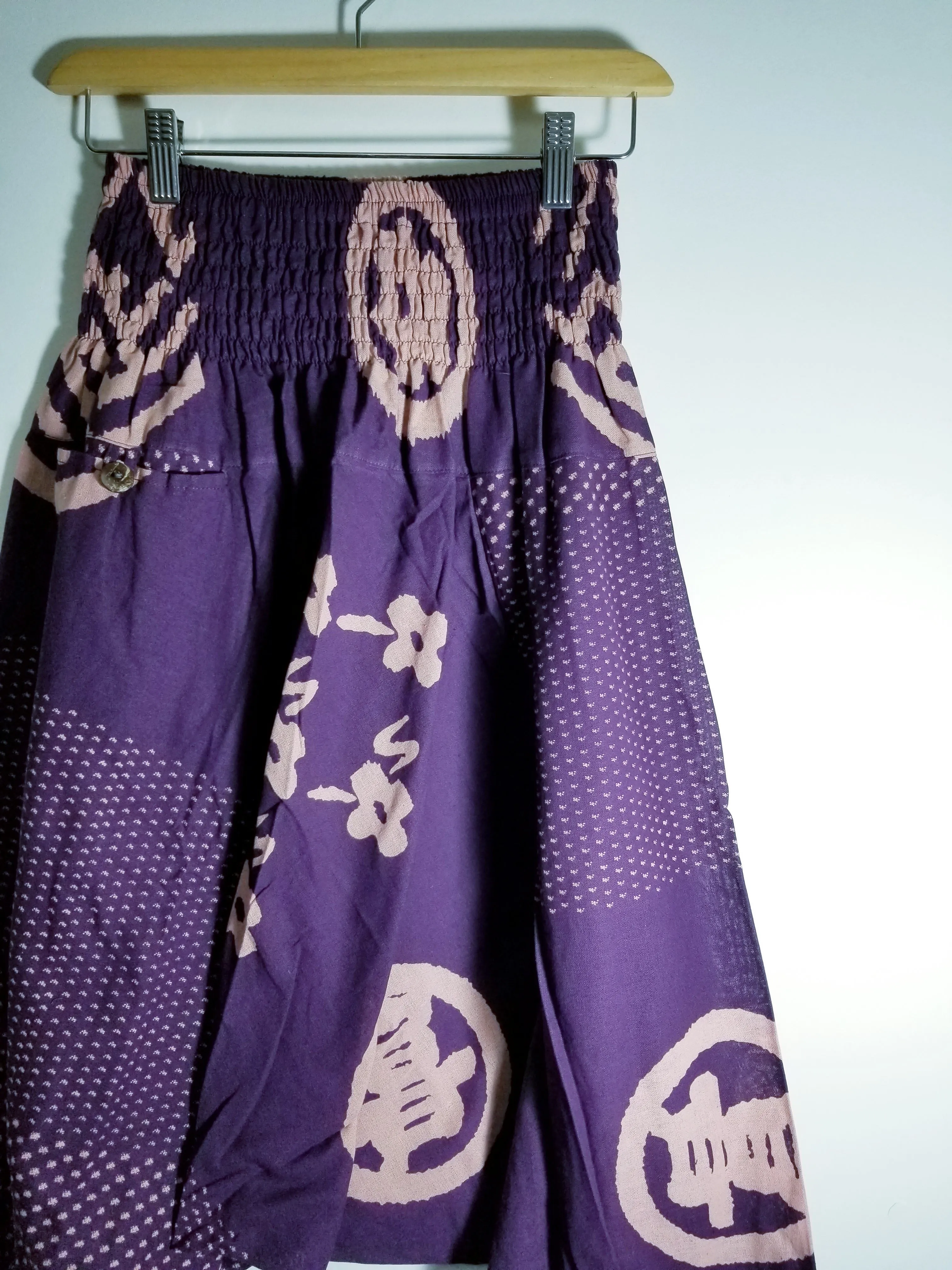 Purple Samurai Crest Short Harem Pants