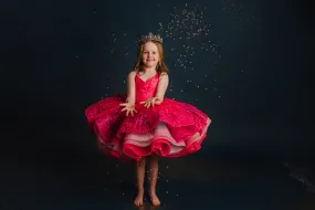 "Somewhere over the Rainbow" -  Bold Pink - Petal Short Length Dress ( 6 Year - Petite 7 Year)