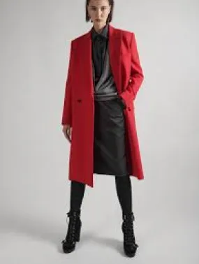 Red Double Gaberdine Overcoat