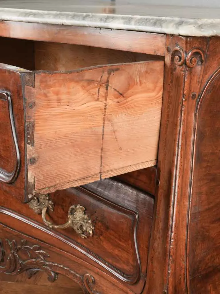 Regence period sauteuse commode w/ marble top 40½"