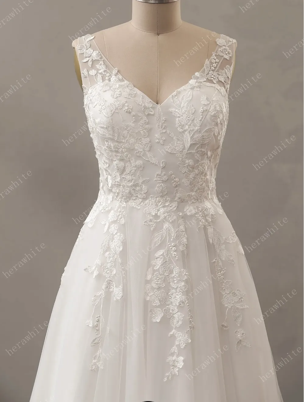 Relaxed A-Line Wedding Dress with Lace Up Back