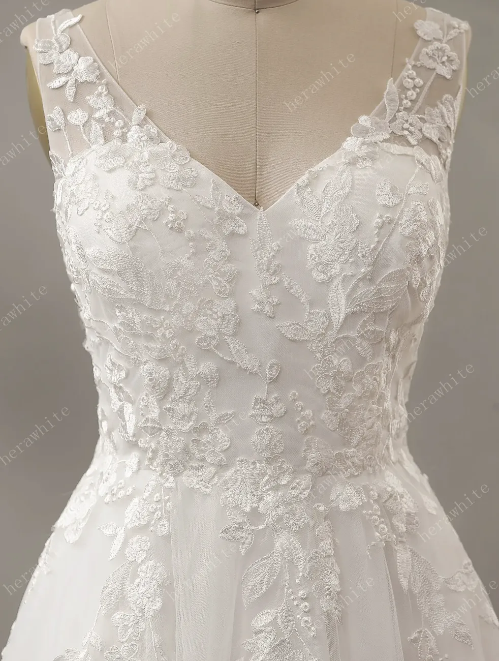 Relaxed A-Line Wedding Dress with Lace Up Back