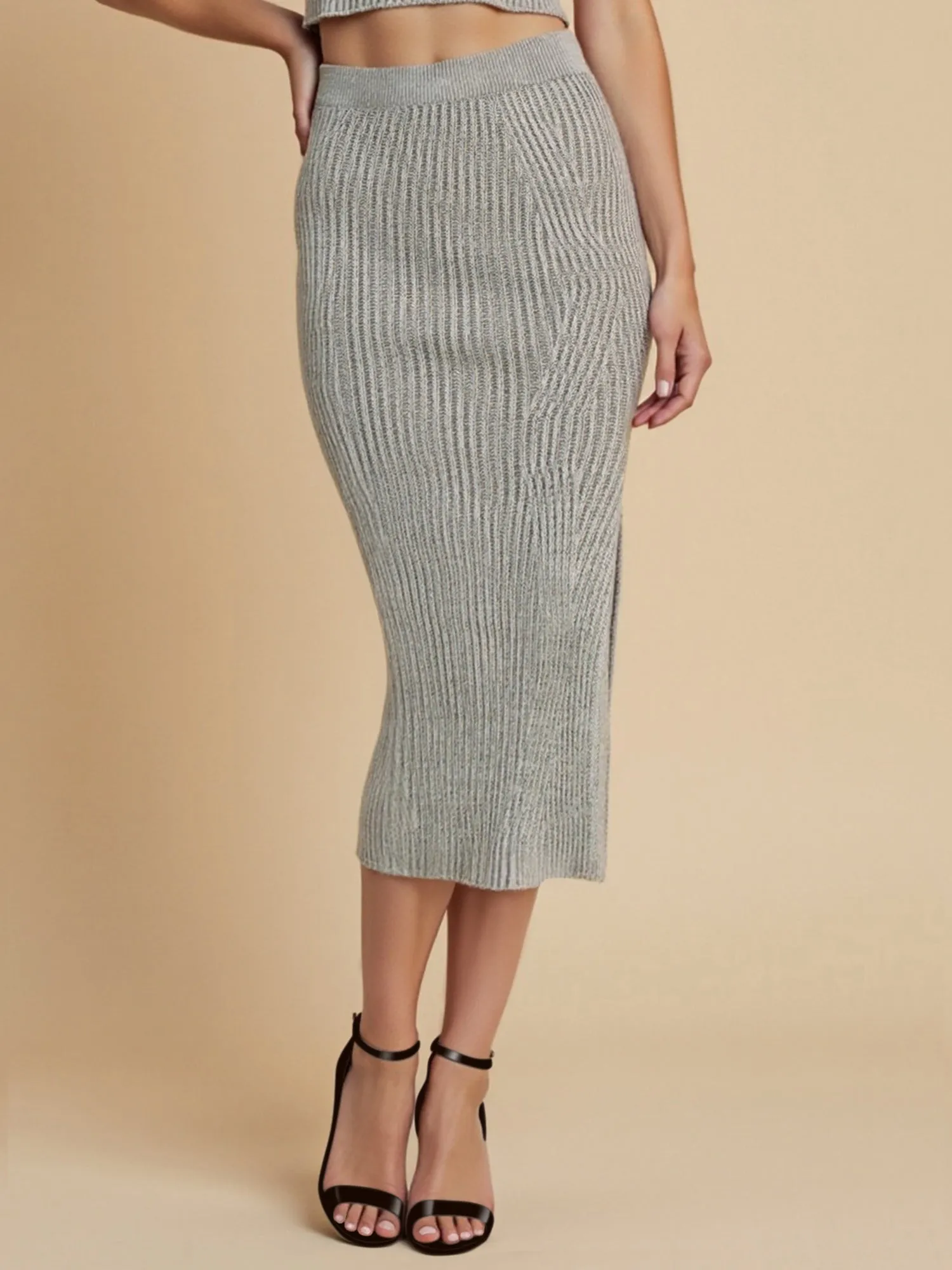 Ribbed Pencil Sweater Skirt